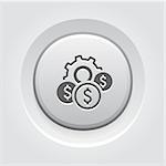 Costs Optimization Icon. Business and Finance. Grey Button Design