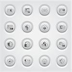 Protection and Security Icons Set. Grey Button Design