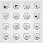 Button Design Protection and Security Icons Set. Grey Button Design