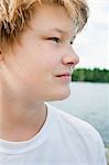 Sweden, Vastra Gotaland, Kallandso, Portrait of boy (12-13)