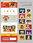 Responsive landing page or one page website template with trendy illustrations collection