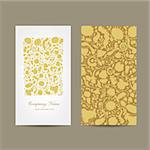 Business card, floral design. Vector illustration