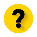 Question mark with shadow isolated on yellow background