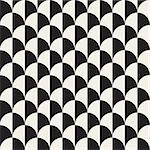 Vector Seamless Black And White Overlapping Semi Circle Pattern Abstract Background