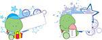 sweet baby turtle cartoon set in  vector format