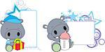 sweet baby hippo cartoon set in  vector format