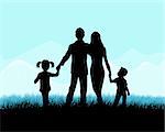 Vector illustration of a silhouette of a family