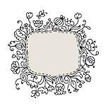 Floral frame sketch for your design. Vector illustration