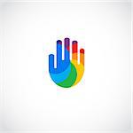 Riainbow hand icon abstract business unity symbol