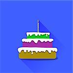 Sweet Birthday Cake Isolated on Blue Background