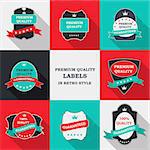 Vector Premium Quality Label Set in Flat Modern Design with Long Shadow. Vector Illustration EPS10