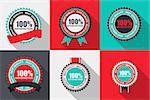 Vector 100% Satisfaction Quality Label Set in Flat Modern Design with Long Shadow. Vector Illustration EPS10