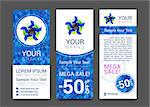 set of vertical banners for your business ad to logo with polygon background, banner vector with sample text.