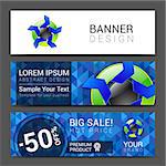 set of horizontal banners for your business ad to logo with polygon background, banner vector with sample text.