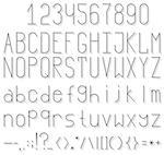 Full set of flat letters, numbers and punctuation marks. Three different font sizes.