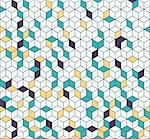 Vector abstract isometric cubes pattern in blue, grey and yellow