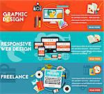 Graphic and responsive webdesign, freelance concept. Horizontal banners