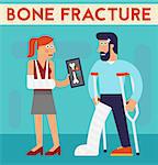 Vector concept cartoon character illustration bone fracture medical healthcare accident