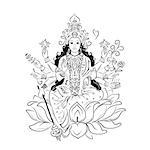 Indian goddess Shakti, sketch for your design. Vector illustration