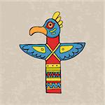 Colorful indian bird totem. Vector illustration