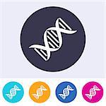 Vector dna molecule icon on round colorful buttons