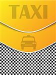 Checkered taxi brochure template design with cab silhouette and text