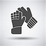 Soccer goalkeeper gloves icon on gray background with round shadow. Vector illustration.