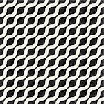 Vector Seamless Black and White Rounded Wavy Diagonal Line Geometric Pattern Abstract Background