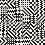 Vector Seamless Black and White Irregular Geometric Triangle Rhombus Blocks Pattern Abstract Background