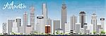 Atlanta Skyline with Gray Buildings and Blue Sky. Vector Illustration. Business Travel and Tourism Concept with Modern Buildings. Image for Presentation Banner Placard and Web Site.