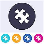 Vector puzzle piece icon on round colorful buttons