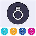 Vector wedding ring icon on round colorful buttons