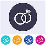 Vector wedding rings icon on round colorful buttons