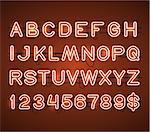 Glowing Orange Neon Bar Alphabet