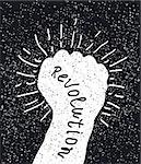 Protest poster, raised fist held in protest. Vector illustration