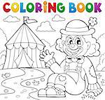 Coloring book clown near circus theme 2 - eps10 vector illustration.