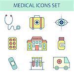 Flat Line Medical Icons. Vector infographic elements set, modern design