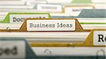 Business Ideas Concept on Folder Register in Multicolor Card Index. Closeup View. Selective Focus. 3D Render.