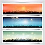Collection of three grassy landscape banners