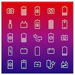 Icons batteries from thin lines, vector illustration.