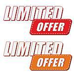 limited offer in two colors labels, business shopping concept, flat design