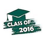 class of 2016 text with graduate cap with tassel - mortarboard, graduate education concept, drawn vector