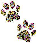 vector illustration of floral animal paw print on white background