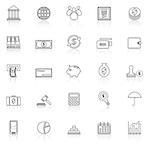 Banking line icons with reflect on white, stock vector