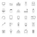 Gadget line icons with reflect on white, stock vector