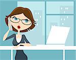 Vector illustration of a woman at work