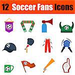 Flat design football fans icon set in ui colors. Vector illustration.