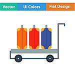 Flat design icon of luggage cart in ui colors. Vector illustration.