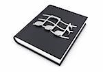 3d illustration silver musical notes on a  black  textbook