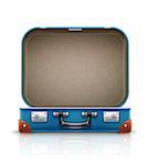 Open old retro vintage suitcase for travel. Eps10 vector illustration. Isolated on white background